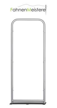 ZIPPER-Wall Banner Gestelle der Größe 60er aus robusten, eloxierten Aluminiumstangen, die mittels Sicherheitsklickverbindern zur Zipper-Wall-Banner verbunden werden.