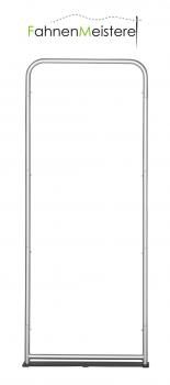 ZIPPER-Wall Banner Gestelle der Größe 80er aus robusten, eloxierten Aluminiumstangen, die mittels Sicherheitsklickverbindern zur Zipper-Wall-Banner verbunden werden.