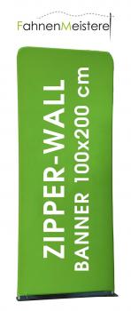 ZIPPER-Wall Banner Größe 100 x 200 cm in der Frontansicht