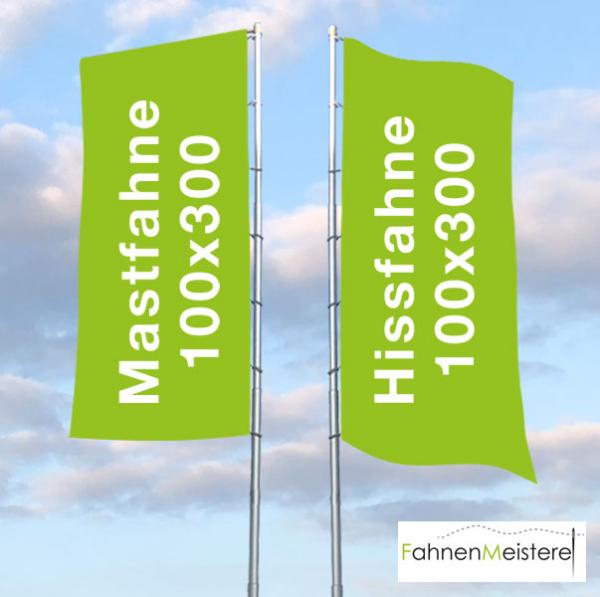 100 x 300 cm Mastfahne und Hissfahne für alle gängigen Mastarten.