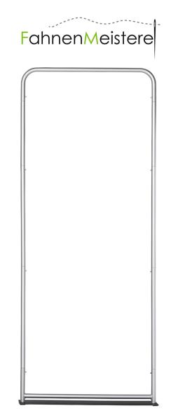 ZIPPER-Wall Banner Gestelle der Größe 100er aus robusten, eloxierten Aluminiumstangen, die mittels Sicherheitsklickverbindern zur Zipper-Wall-Banner verbunden werden.