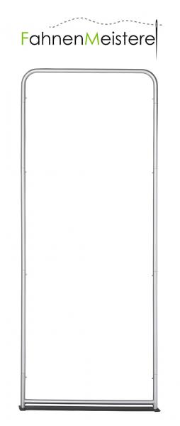 ZIPPER-Wall Banner Gestelle der Größe 100er aus robusten, eloxierten Aluminiumstangen, die mittels Sicherheitsklickverbindern zur Zipper-Wall-Banner verbunden werden.