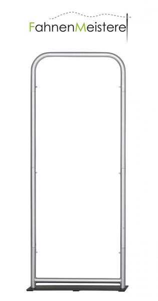 ZIPPER-Wall Banner Gestelle der Größe 60er aus robusten, eloxierten Aluminiumstangen, die mittels Sicherheitsklickverbindern zur Zipper-Wall-Banner verbunden werden.